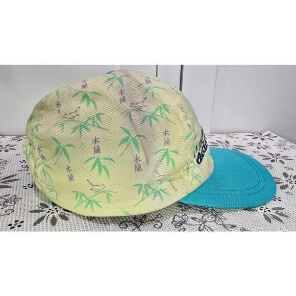 Vintage Disney Mulan 90s Youth Hat Teal Brim Bamboo Print - Picture 4 of 16